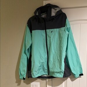 Women's Aqua and Gray Hooded Jacket